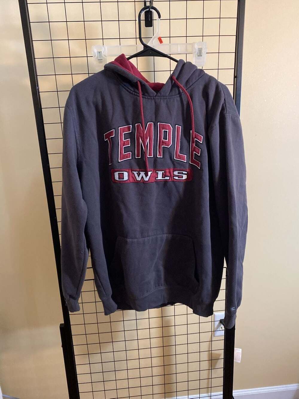 Colosseum Temple Owls Hoodie Size L Gray College Collegiate Pullover